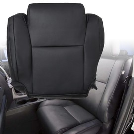 Priprilod Black Non-Perforated Leather Driver and Passenger Side Bottom Replacement Seat Cover Compatible with Toyota Tundra 2007 2008 2009 2010 2011 2012 2013