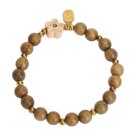 Wood Bead Bracelet, Green Sandalwood Bracelet Prayer Meditation Wooden Beads Bracelet with Flower Accessory Sandalwood Fashion Beads Bracelet Wrist Necklace Chain for Men Women