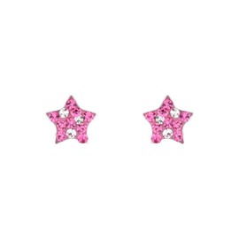 Prinzessin Lillifee Earrings 925 Sterling Silver Girls Children's Earrings with Preciosa Multi-Coloured Star Comes in Jewellery Gift Box, Sterling Silver, No Gemstone
