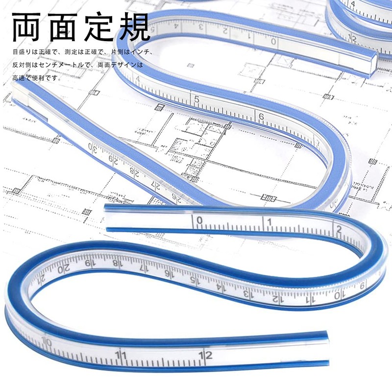 2 Pieces Curved Ruler Plastic Tape Measure Ruler 30cm Scale