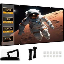 Screen Projector Thickened and Anti-Wrinkle Portable Projector Screen, 16:9 HD Foldable Projector Screens for Home Cinema, Office and Camping (120 Inches)