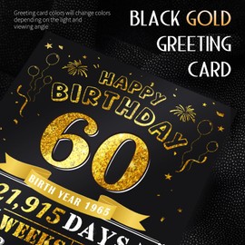 60th Birthday Card for Men Husband, Jumbo Pop Up 60 Year Old Birthday Cards for Women Men, Happy 60th Gifts for Him Her, Jumbo 60 Year Old Birth day Card, Review of 1965, Black Gold (8''x10'')