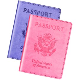 Herain Passport Holder for Travel Cruise Essentials 2 Pcs, Passport Cover Wallet Case Travel Gifts Women Men Family, Passports Book Holders Vacation Accessories Must Haves