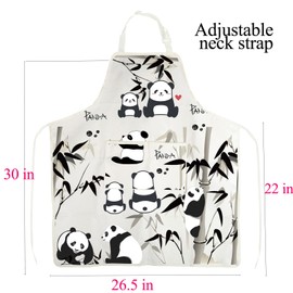 BNQL Cute Panda Aprons for Women with Pockets - Funny Panda Chef Apron