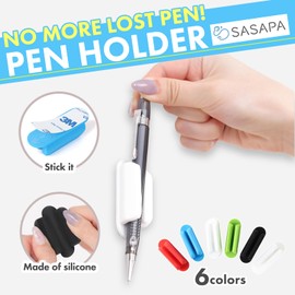 SASAPA adhesive pen holder Set of 12 with 12 Extra Stickers (Black)