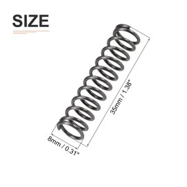 DTGN 1x8x35mm(DxODxL) Compression Spring - 10Pack - Good for Machinery - Spring Steel Extension Spring - Gray