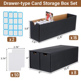 Teenyyou 16 Pack Trading Cardboard Card Storage Box, with 50 Card Dividers and Labels, Collectors Card Organizer Sport Cards Storage Box for Games, Star, Baseball Card Collection Supplies