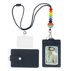 Lanyards for Id Badges and Keys, Retractable Badge Holder with Detachable Lanyard and Fashionable Carabiner Clip, Leather Holder of 3 Card Slots, Nurse Teacher Office Gifts (Heart Shape)