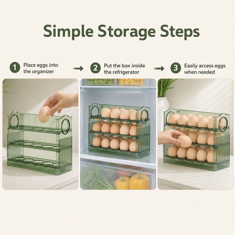 Large Egg Storage Box for Refrigerator – Transparent Egg Organizer