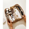 EACHY Women's Cosmetic Bag, PU Leather Makeup Bag with Transparent