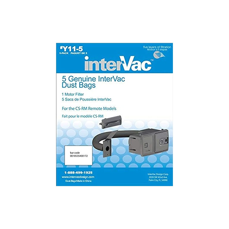 Y11-5 Genuine InterVac Vacuum Cleaner Dust Bags for CSRM Models