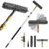 12Ft Window Squeegee with Extension Poles, 2-in-1 Window Cleaning Kit