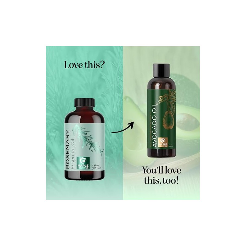 Maple Holistics Aceite esencial de romero sin diluir con cuentagotas
