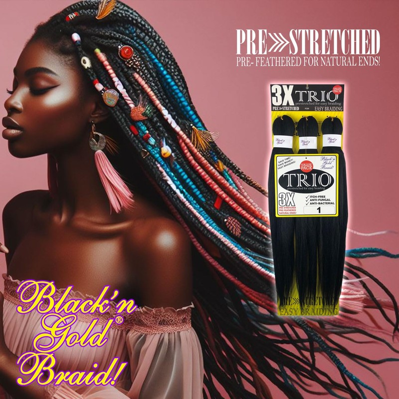 BNG 3X Pre-Stretched Braiding Hair, 28" Professional Itch Free Synthetic