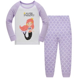 Girls Pyjamas Set Sleepwear Cotton Toddler Clothes Long Sleeve Nightwear Pjs 2 Piece Outfit for Kids 4-5 Years