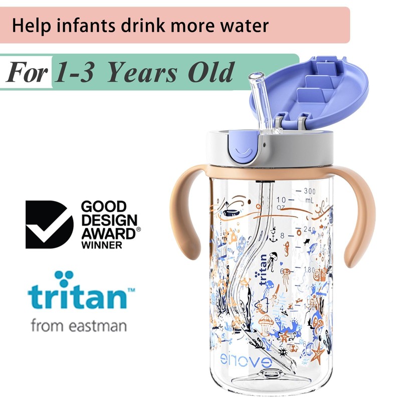 Evorie Tritan Spill Proof Toddler Straw Sippy Cup, 10 oz