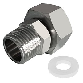 Fitvell 304 Stainless Steel Garden Hose Adapter 3/4"GHT Female to 1/2"NPT Male Water Pipe Connector with Washer