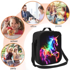 Ximjoju Unicorn Lunch Box Insulated Lunch Bag for Women Men Reusable Large Capacity Lunchbox with Shoulder Strap Small Leakproof Cooler Food Bento Tote Bag for Work Travel Picnic