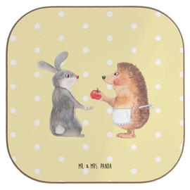 Mr. & Mrs. Panda Drinks Coaster Rabbit Hedgehog Gift Animals Glass Coasters Funny Sayings Coaster Design Heartbreak Good Mood