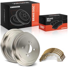 A-Premium 9.65 inch (245mm) Rear Brake Drums + Ceramic Shoes Set Compatible with Select Nissan Models - Versa 2020-2021, Kicks 2018-2021, 6-PC Set