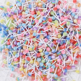 Nail Parts, Lollipop, Approx. 100 Pieces, 3D, Large, Colorful, Candy, Nail Art, Parts, Deco Parts, Jewelry Parts, Random Color