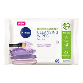 NIVEA Biodegradable Cleansing Wipes Sensitive Skin (25 sheets), Biodegradable Wipes from 100% Plant Fibres, Sensitive Make-Up Wipes, Face Wipes Makeup Remover