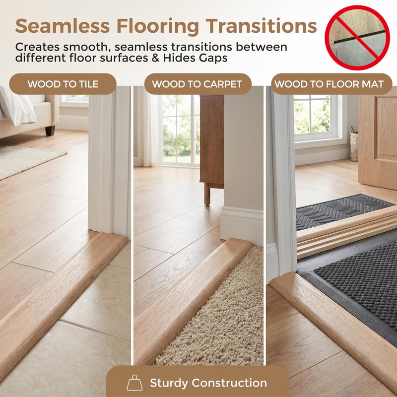SFNSM Natural Wood Door Threshold for Doorways, Non-Slip Solid Red