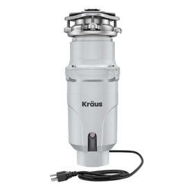 KRAUS WasteGuard 1/3 HP Continuous Feed Garbage Disposal with Ultra-Quiet Motor for Kitchen Sink with Power Cord and Flange Included, KWD201-33MCG