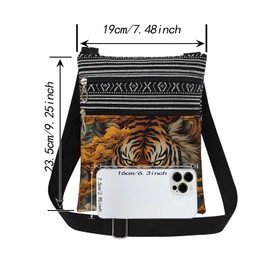 XiaoGalaee Tiger Print Women Crossbody Bag Men Travel Adjustable Shoulder Strap Messenger Bag Birthday Surprise Gift Festival Present​​ for Sister Friend Tiger Lover