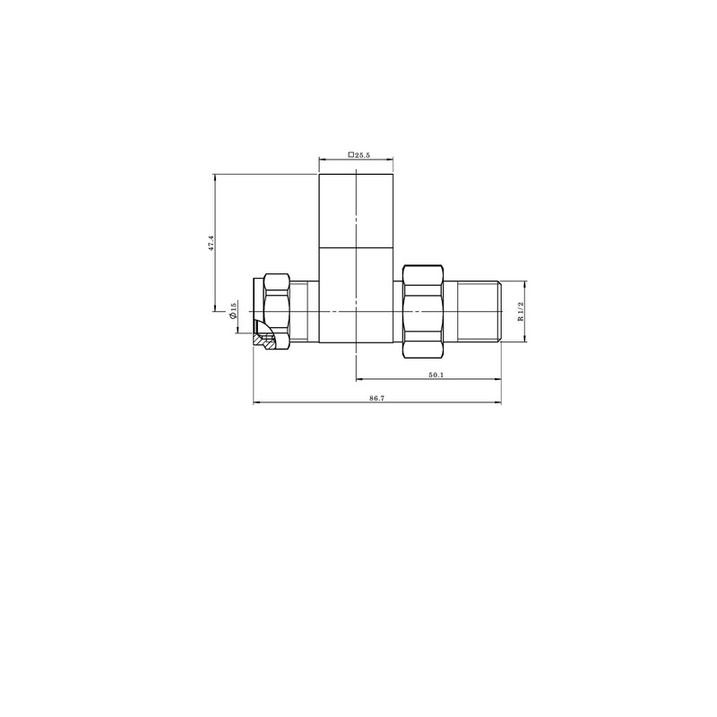 Keenware KRA-216 Midas Square Towel Rail & Radiator Straight Valves: