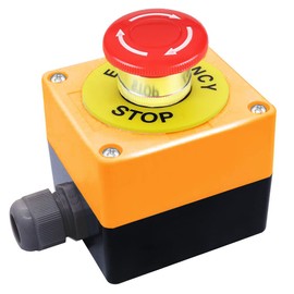 dstfuy Emergency Off Pressure Switch, 1NC, 1NO Waterproof IP65 Red Shield, Mushroom Emergency Off Switch with AC 660 V 10 A, Emergency Off Switch Box, Emergency Off Switch (Yellow)