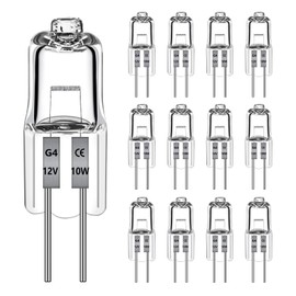 Blakapoo G4 Halogen Bulb 12V 10W 12 Pack, T3 JC Type Bi-pin Base Warm White, 120LM, Dimmable G4 Halogen Capsule Bulb for Oven, Range Hood, Landscape Lighting, Under Cabinet Puck Light, Chandeliers