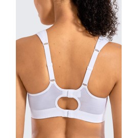 Syrokan Women's Ultimate Run Sports Bra – Ring Back, Full Cup non-Wired No Insert - White plain, size: 80g