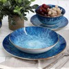 Elama Oceanus 16 Piece Porcelain Double Bowl Dinnerware Set in
