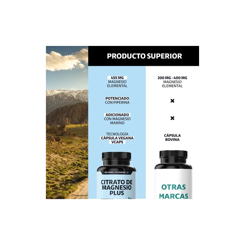 Citrato Magnesio Plus Piperina 455mg Elemental Capsulas Marino Magnesium Citrate