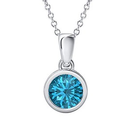 Dabangjewels 8mm 4.00Ctw Round Cut Created London Blue Topaz 14k White Gold Over .925 Sterling Silver Bezel Set Cross Pendant for Women's