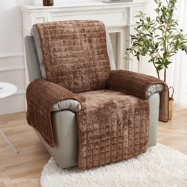 vctops Quilted Recliner Chair Covers Soft Velvet Non Slip Chair Slipcover Washable Couch Cover Furniture Protector for Dogs Pet Kids (Coffee,22"x75")