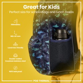 Ion8 Insulated Steel Water Bottle, 320 ml/11 oz, Leak Proof, Easy to Open, Secure Lock, Dishwasher Safe, Carry Handle, Hygienic Flip Cover, Metal Water Bottle, Durable Stainless Steel, Black