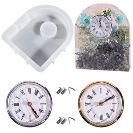Allazone Arch Clock Casting Molds with 2 Clock Movement Accessories for DIY Craft Home Decor