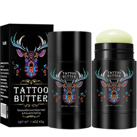Pack of 2 Tattoo Cream Tattoo Butter, Tattoo Aftercare Butter, Natural Tattoo Care Cream, Tattoo Balm Cream for Reinforced Tattoo Colours, Protects New Tattoos, Promotes Healing