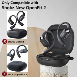 Case Cover Compatible with Shokz New OpenFit 2 Earbuds with Cleaner Kit, Soft Silicone Protective Skin for Shokz OpenFit 2 with Carabiner Accessories Keychain (Black)
