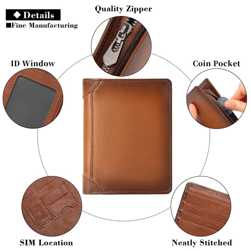 SENDEFN Men's Wallets RFID Blocking Bifold Genuine Leather Wallets for