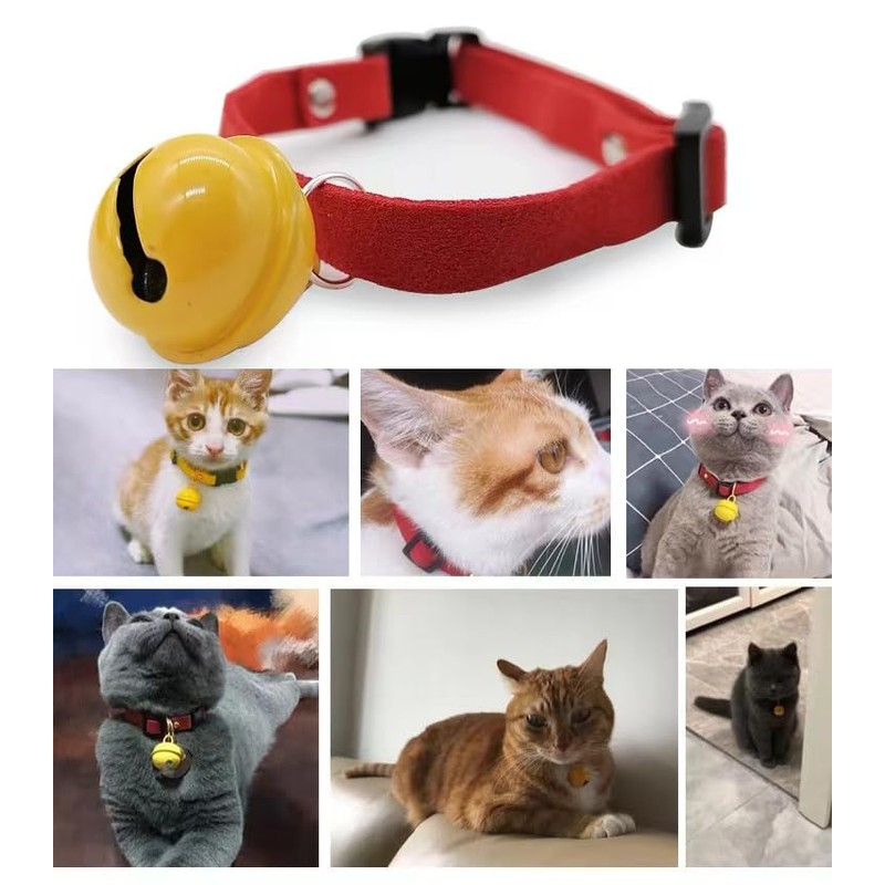 Breakaway Cat Collar Strip Bell，Safety Quick Release Cat Collars,Double Velvet