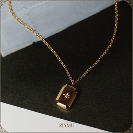 ZIYMU 2style zm-p-057 Necklace, Pendant, Cubic Zirconia, Stainless Steel, Women's, Gold, Stainless Steel