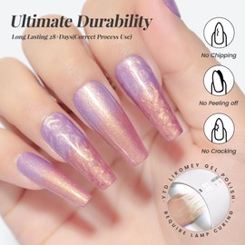 YTD Likomey Pearl Thread Color Changing Gel Nail Polish,15ml Purple To Rose Pink Shell Mermaid Drawing Pearlescent Glitter Mood Temperature Change Colors,Thermal Manicure UV Nail Gel,WB422