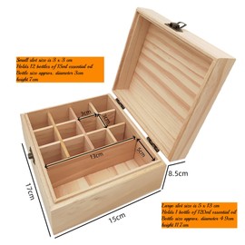 Anktily Unfinished Wooden Storage Box with 13 Compartments 17 x 15 x 8.5 cm Unfinished Wooden Box with Lock for Small Keepsakes Jewellery Tea Bag Holder