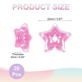 sourcing map 20Pcs Hollow Star Shaped Beads, 22x6mm Acrylic Mini Hollow Twinkle Little Star Bulk Beads for Craft Making (Pink)