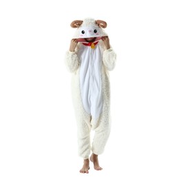 SimZoo Animal Onesie Pajamas for Adults, Animal Cosplay Costume Sleepwear for Men and Women, One Piece Unisex Housewear, Goat