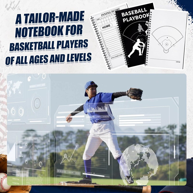 6 Pcs Baseball Playbook Notebook Gift Field Diagrams 8.5 x