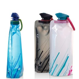 Voarge Pack of 3 Foldable Water Bottles, 700 ml Water Bottles, Foldable, Flexible, Reusable Water Bottle, for Hiking, Adventure, Travel